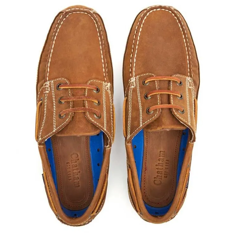 50% OFF CHATHAM Mens Rockwell G2 Wide Fit Leather Boat Shoes - Walnut - Size: UK 15