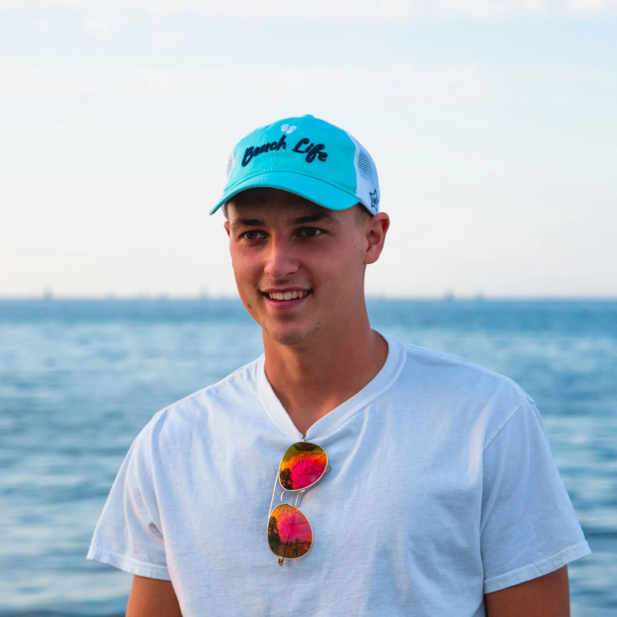Beach Light Teal Adjustable Mesh Hat