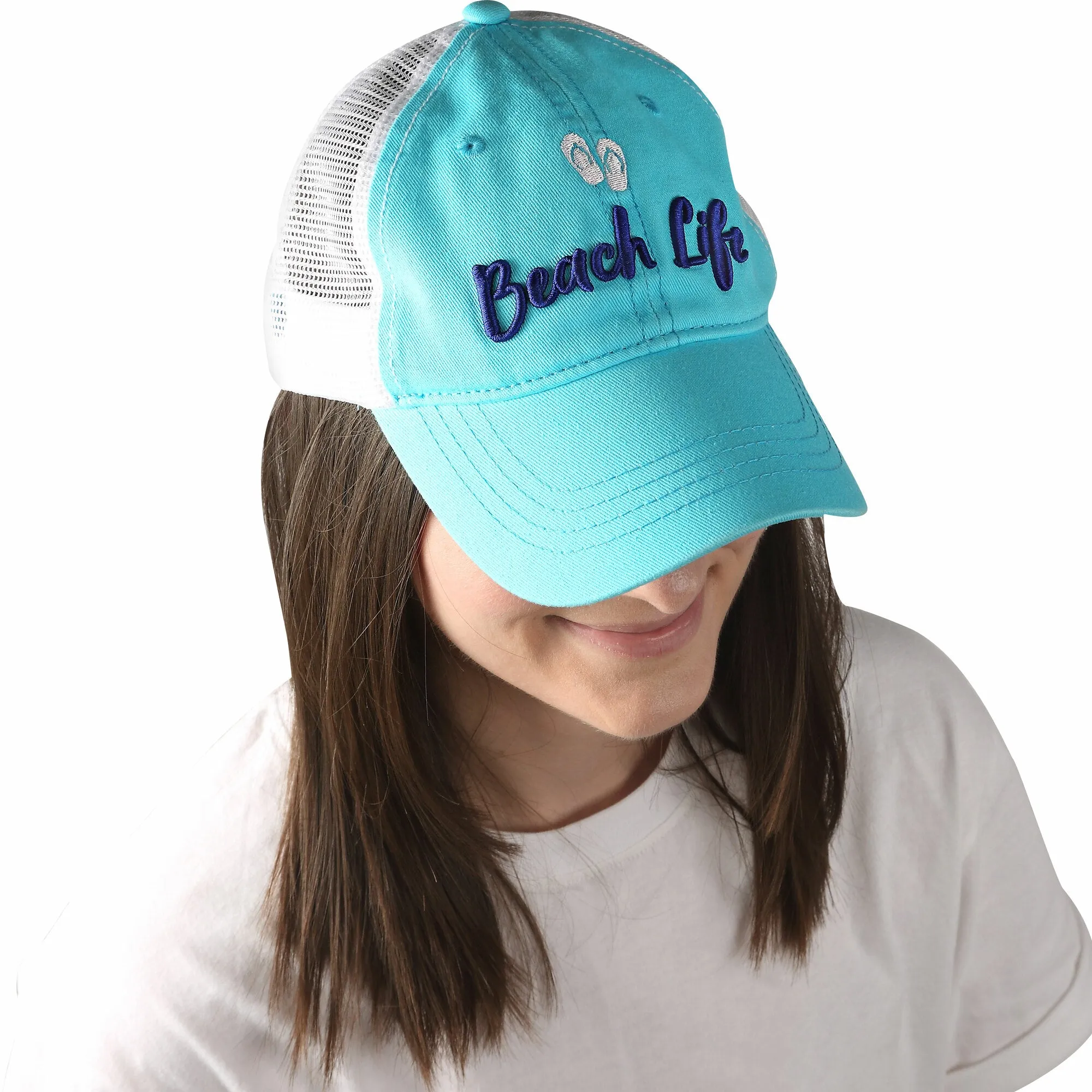 Beach Light Teal Adjustable Mesh Hat