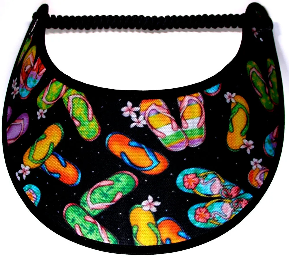 Black Sun Visor with Tropical Flip-Flops
