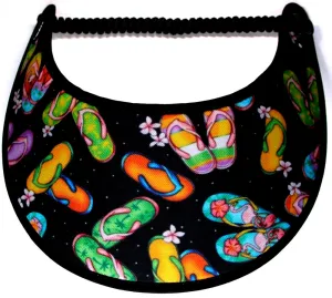 Black Sun Visor with Tropical Flip-Flops