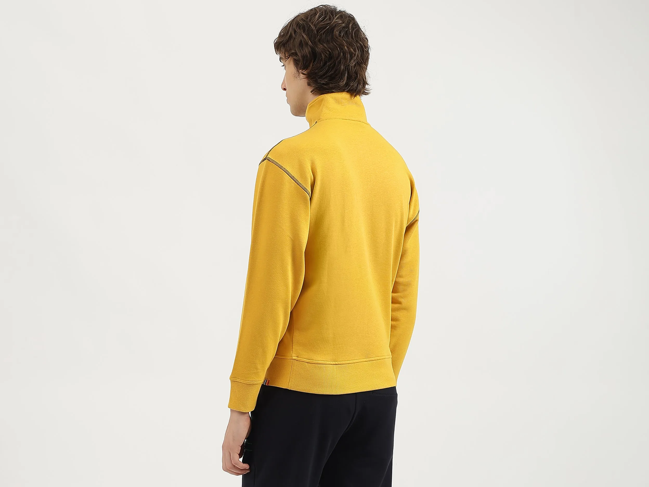 Boxy Fit High Neck Typography Sweatshirt