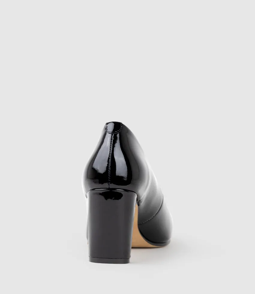 BRYCE70 Square Toe Pump in Black Patent