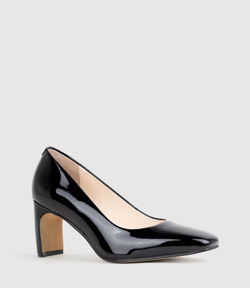 BRYCE70 Square Toe Pump in Black Patent