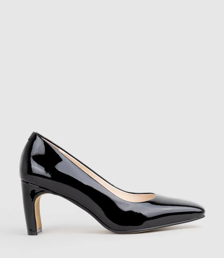 BRYCE70 Square Toe Pump in Black Patent