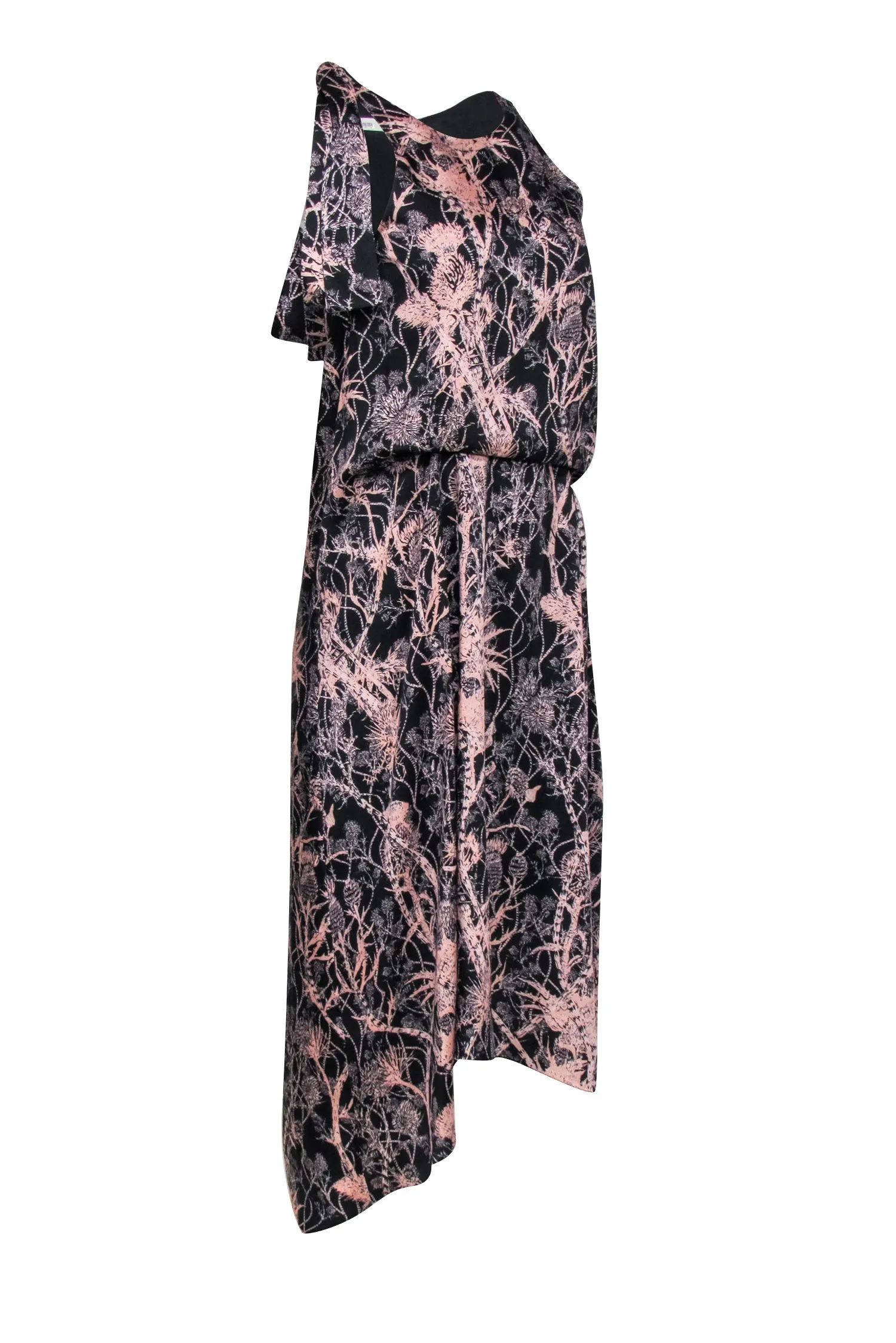 Cedric Charlier - Black Sleeveless Abstract Print Midi Dress w/ Hi-Low Hem Sz 4