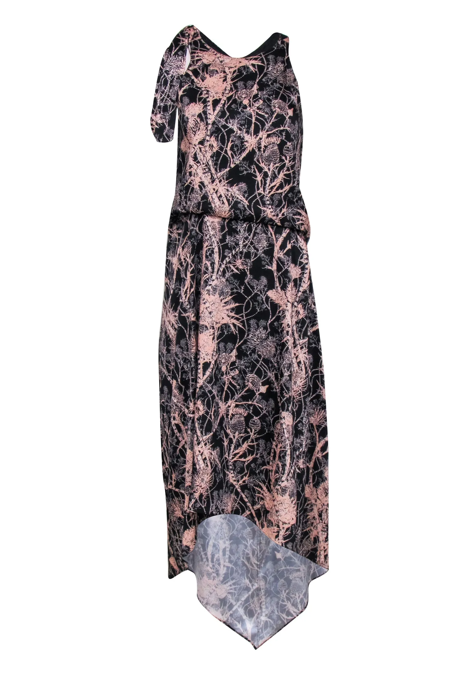 Cedric Charlier - Black Sleeveless Abstract Print Midi Dress w/ Hi-Low Hem Sz 4