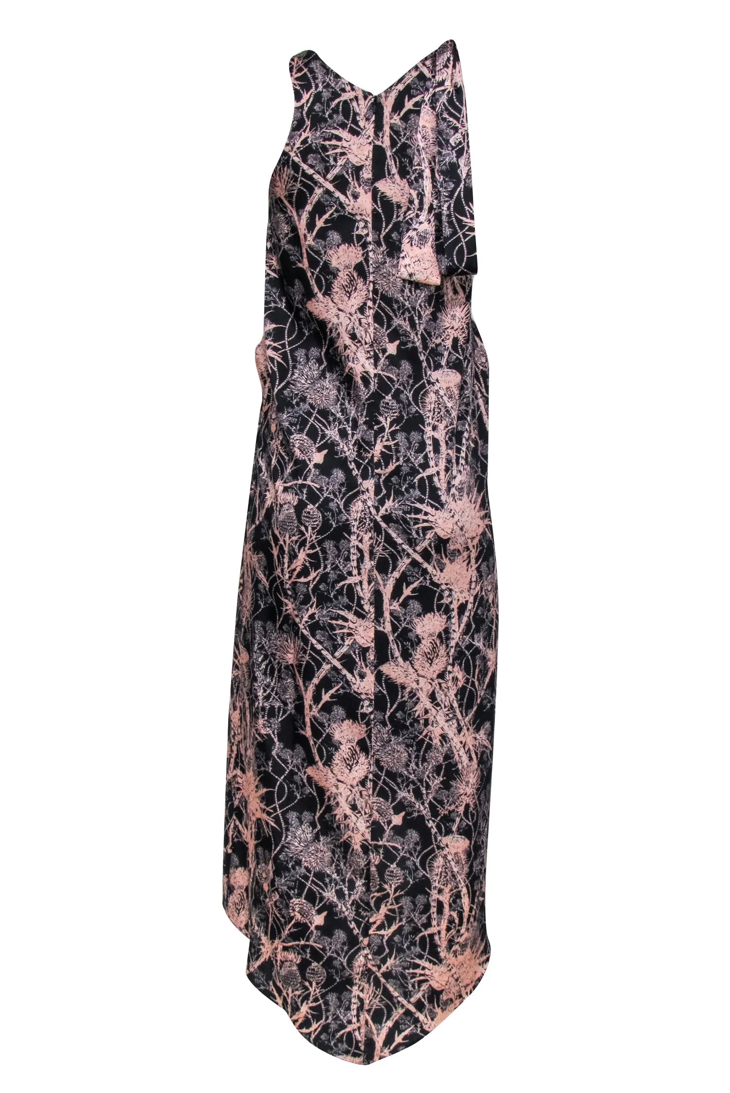 Cedric Charlier - Black Sleeveless Abstract Print Midi Dress w/ Hi-Low Hem Sz 4