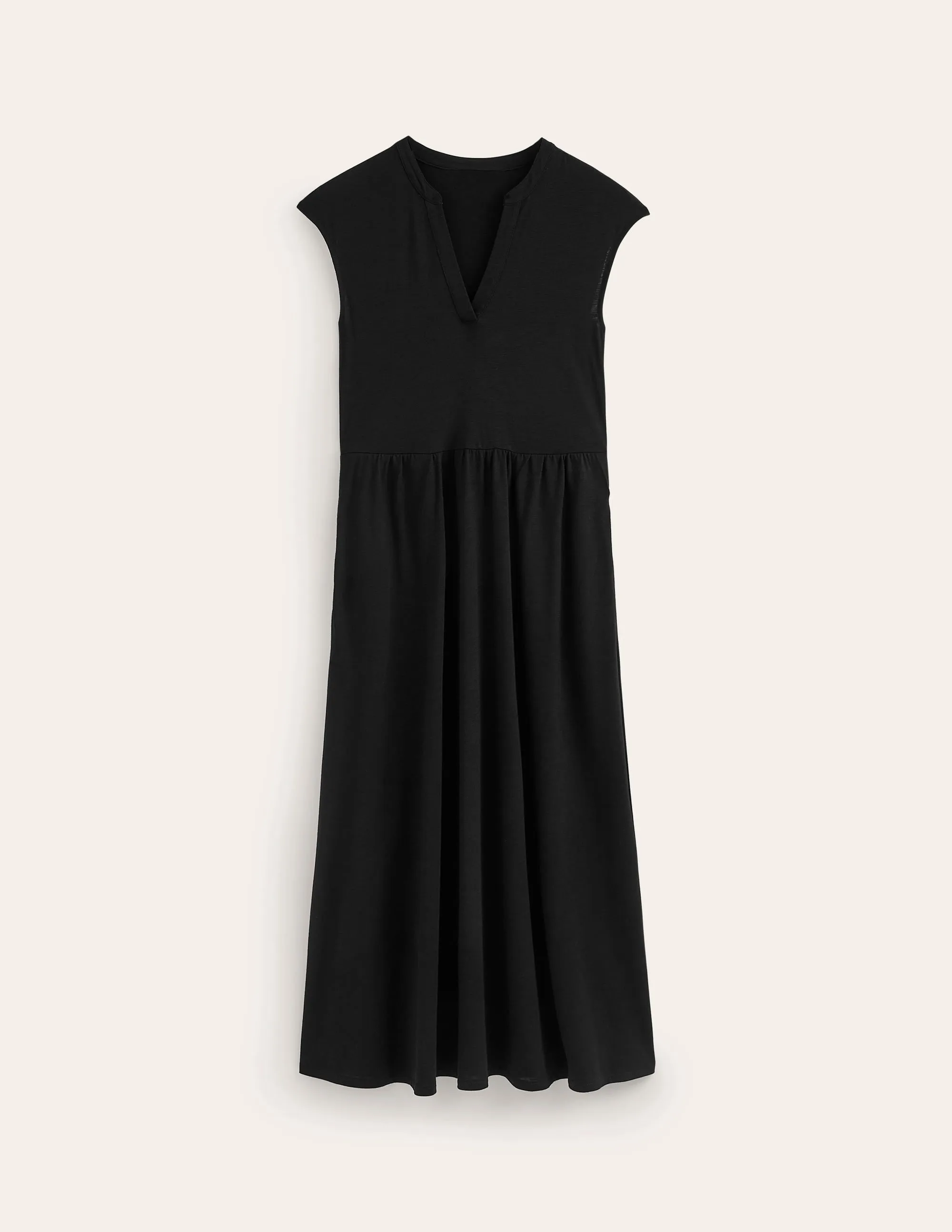 Chloe Notch Jersey Midi Dress-Black