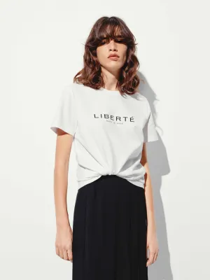 Cotton Letter Round Neck T-shirt