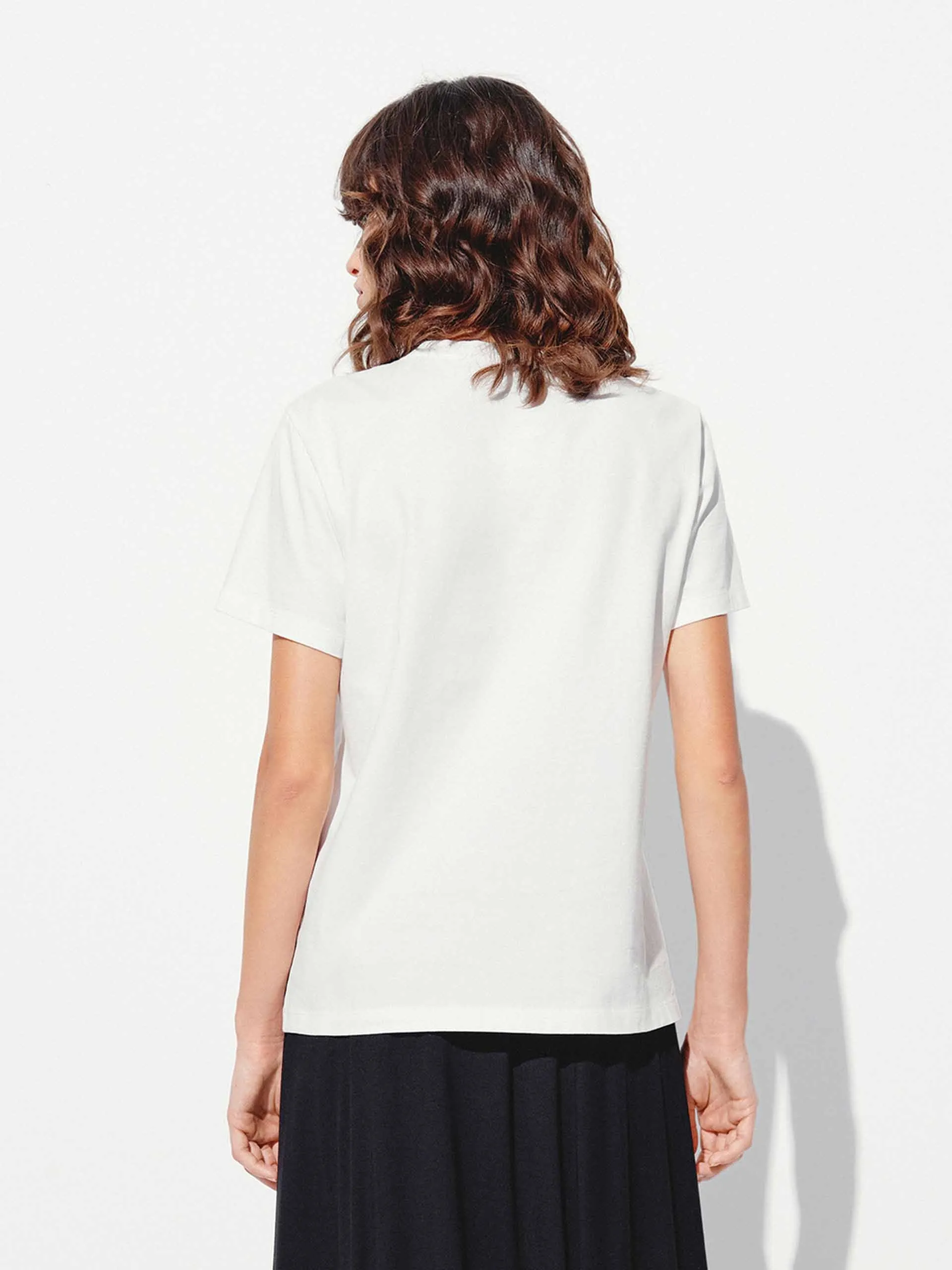 Cotton Letter Round Neck T-shirt