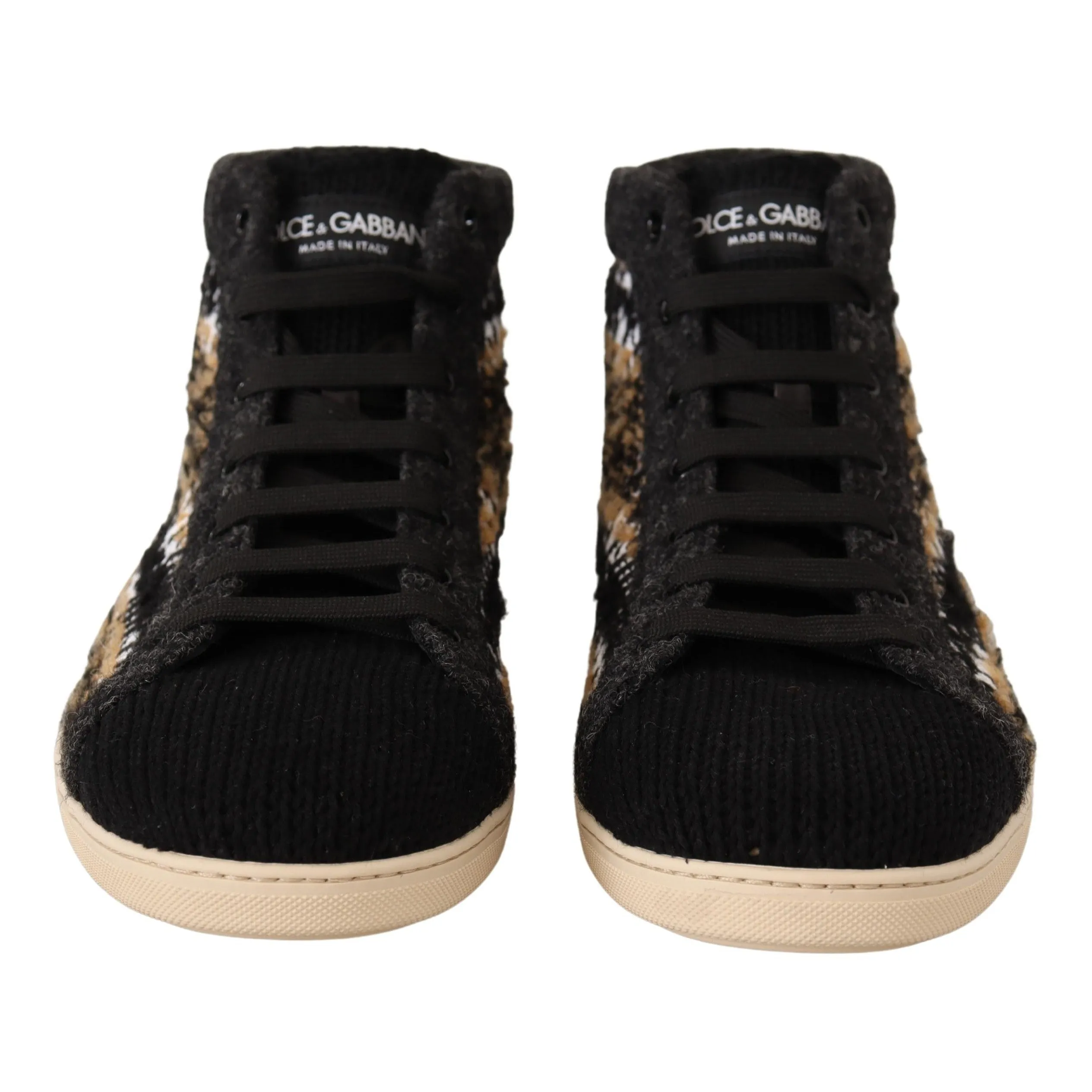 Dolce & Gabbana Beige High Top Fashion Sneakers