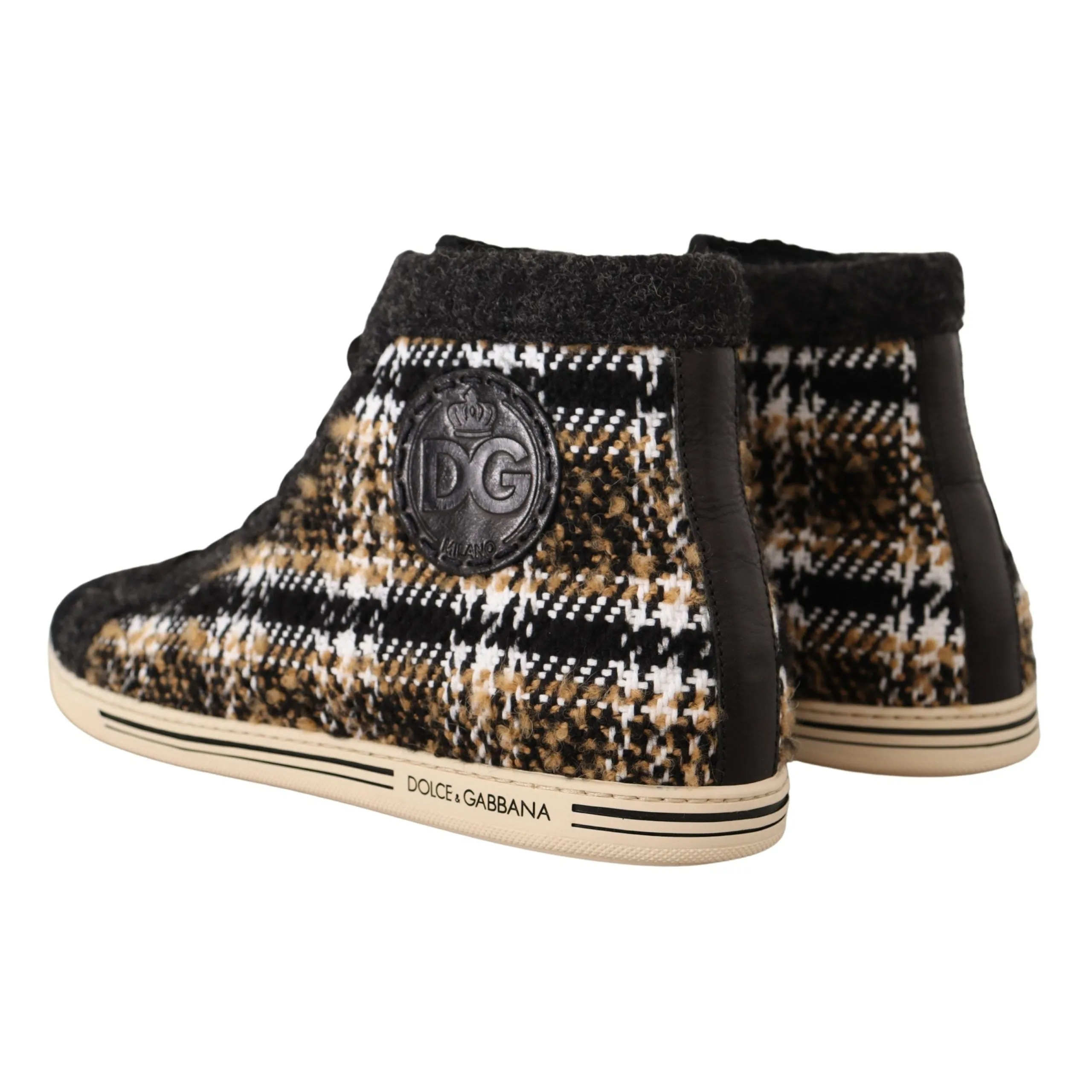 Dolce & Gabbana Beige High Top Fashion Sneakers