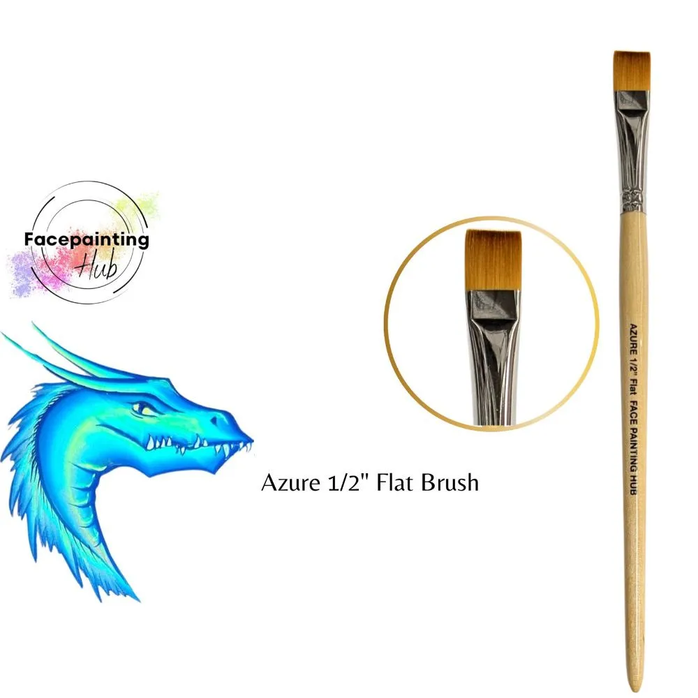 Face Painting Hub  | Face Painting Brush - Azure - 1/2" Flat