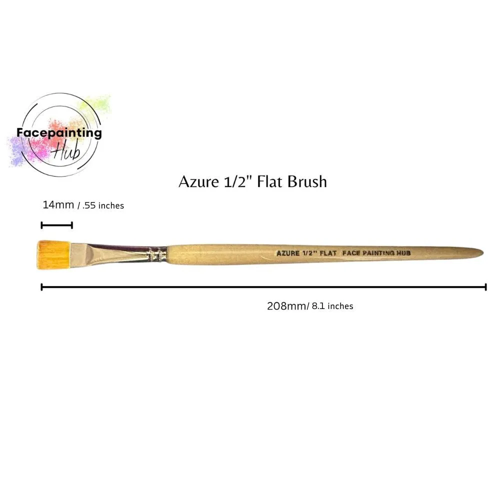 Face Painting Hub  | Face Painting Brush - Azure - 1/2" Flat
