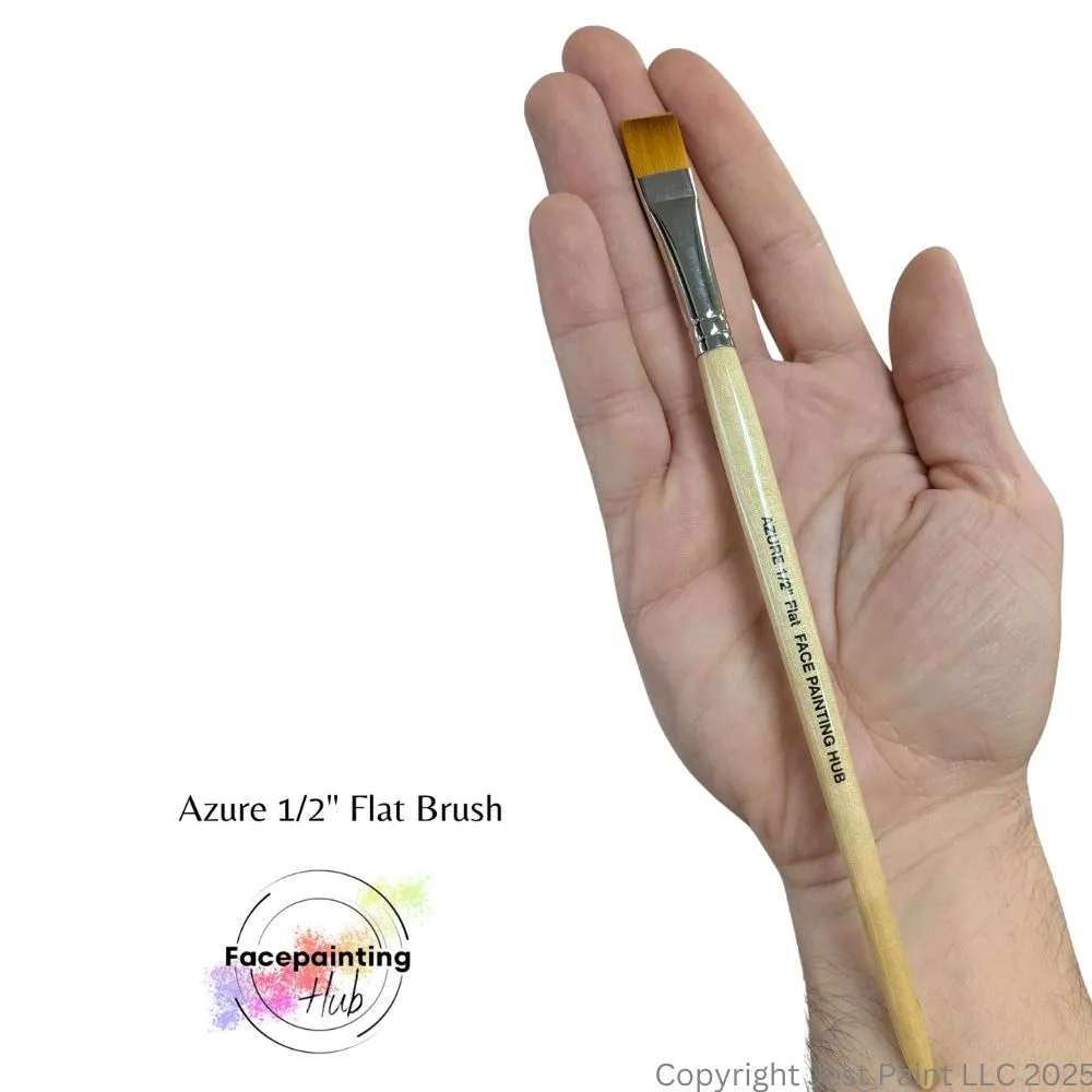 Face Painting Hub  | Face Painting Brush - Azure - 1/2" Flat