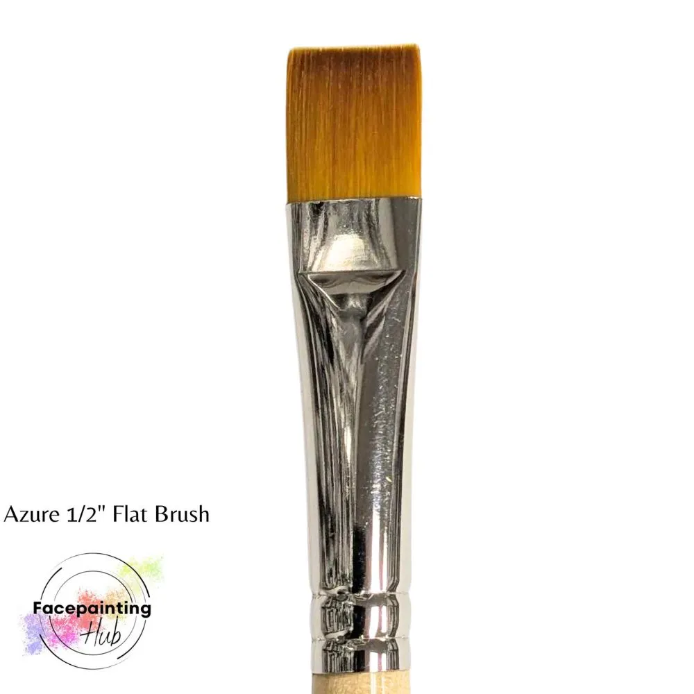 Face Painting Hub  | Face Painting Brush - Azure - 1/2" Flat