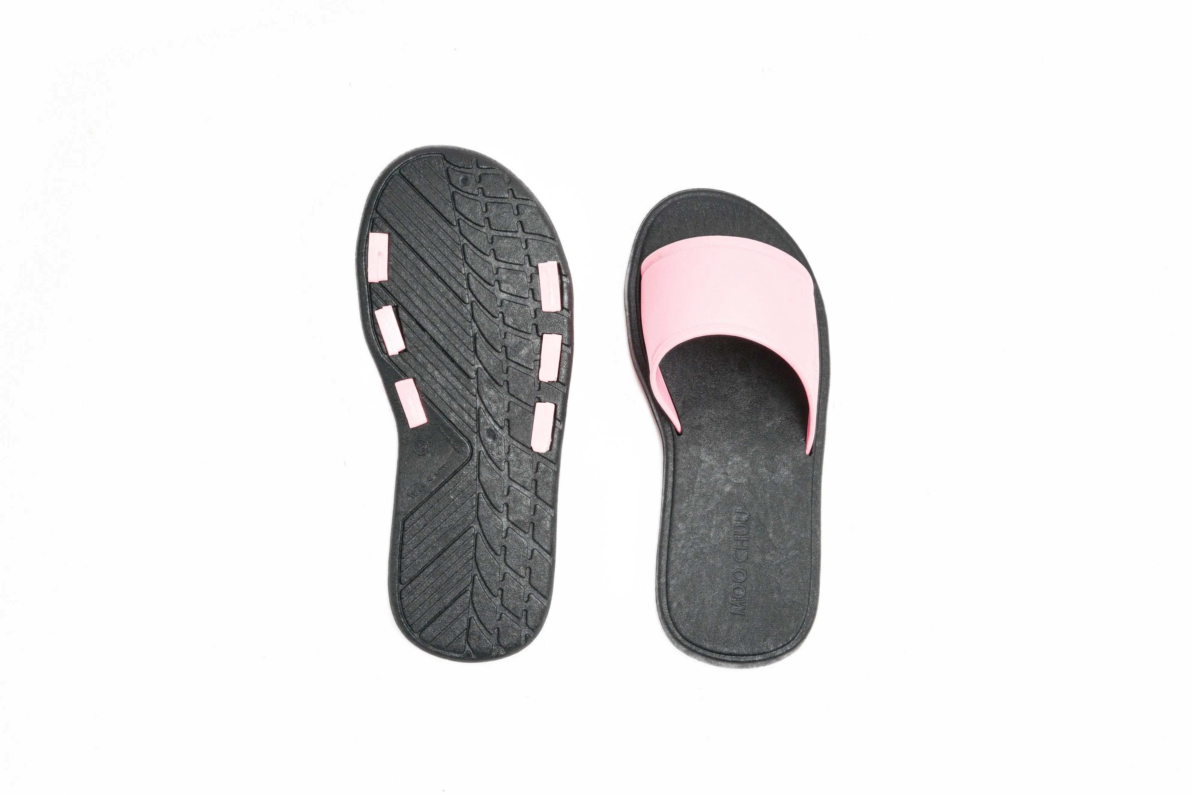 Fluffy Black Sole Light Pink Strap