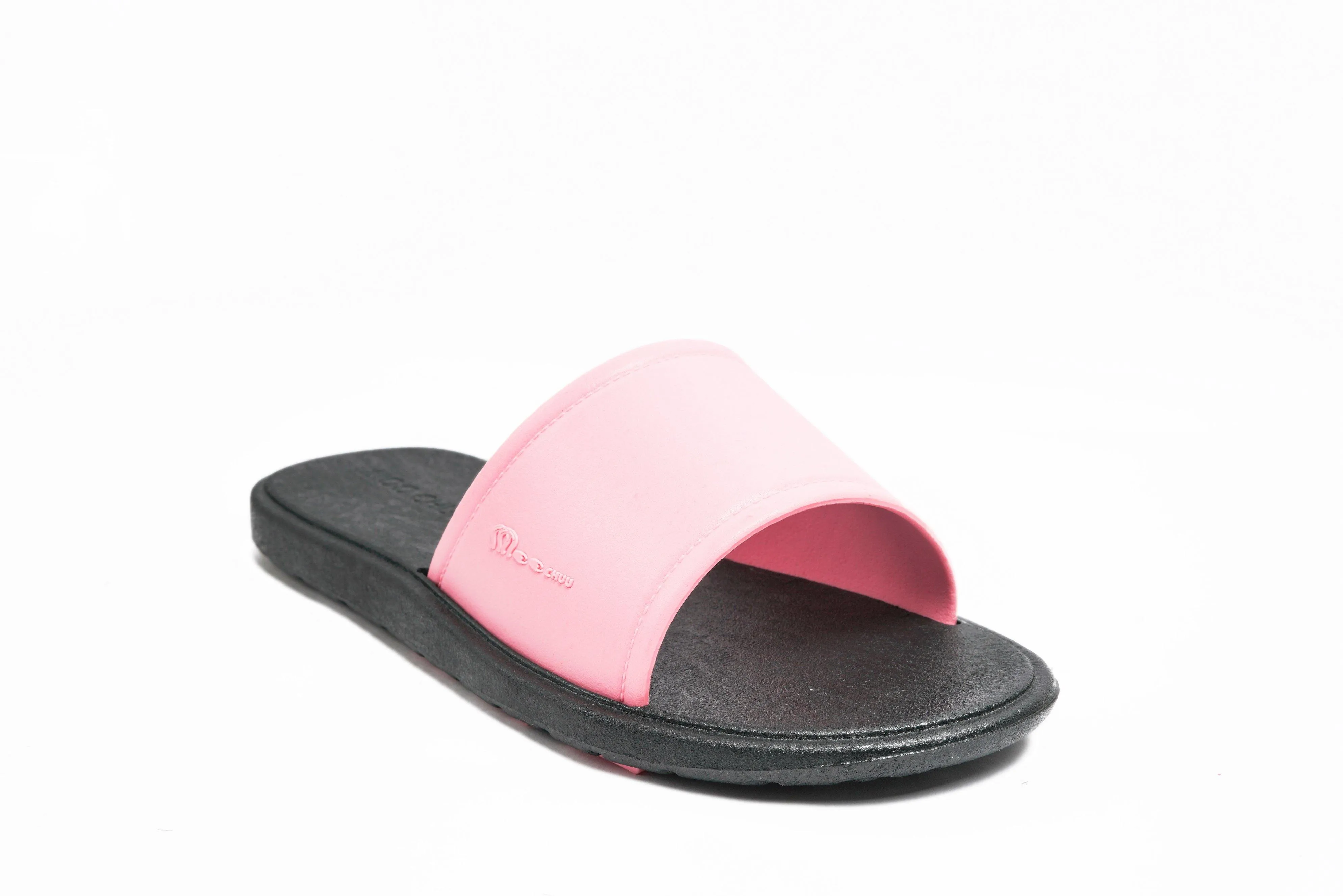 Fluffy Black Sole Light Pink Strap