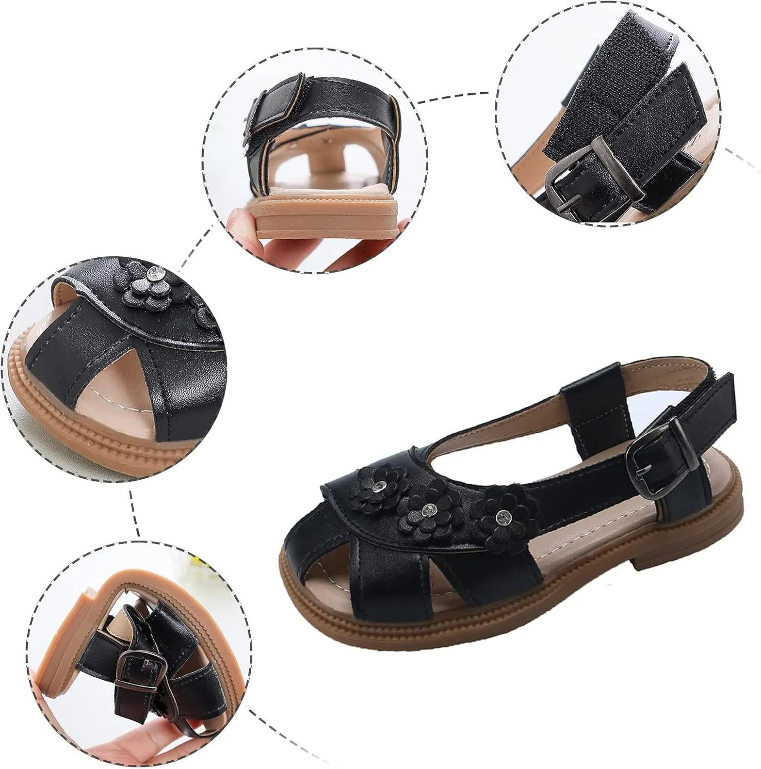 Girls Flower Hollow Beach Shoes 2025 Summer Stylish Kids Lightweight Soft Sole Slip On Buckle Strap Casual Sandals
