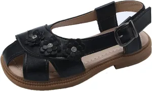 Girls Flower Hollow Beach Shoes 2025 Summer Stylish Kids Lightweight Soft Sole Slip On Buckle Strap Casual Sandals