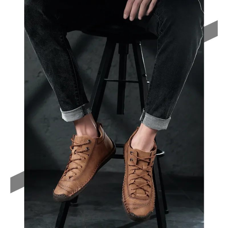 Haakorn -  Heren Schoenen - Comfortabele Leren Casual Sneakers met Flexibele Zool