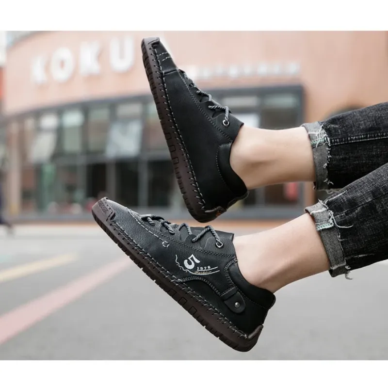 Haakorn -  Heren Schoenen - Comfortabele Leren Casual Sneakers met Flexibele Zool