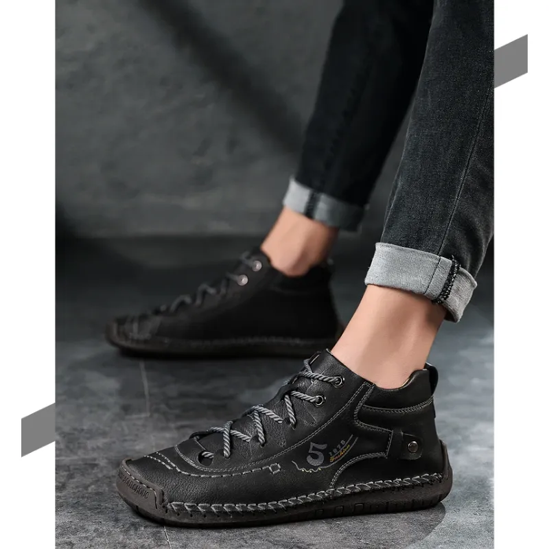 Haakorn -  Heren Schoenen - Comfortabele Leren Casual Sneakers met Flexibele Zool