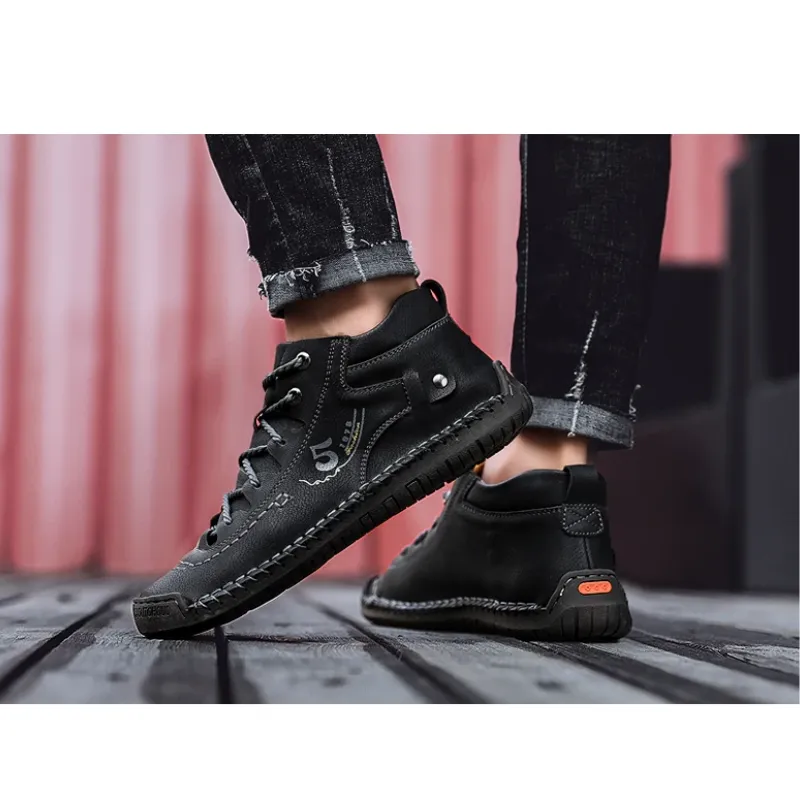 Haakorn -  Heren Schoenen - Comfortabele Leren Casual Sneakers met Flexibele Zool