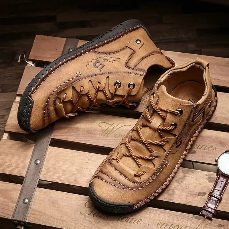 Haakorn -  Heren Schoenen - Comfortabele Leren Casual Sneakers met Flexibele Zool