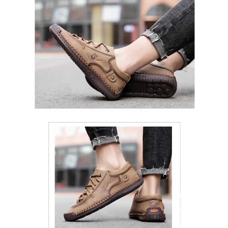 Haakorn -  Heren Schoenen - Comfortabele Leren Casual Sneakers met Flexibele Zool