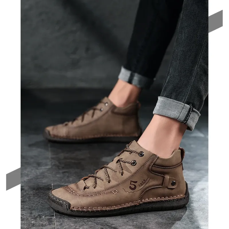 Haakorn -  Heren Schoenen - Comfortabele Leren Casual Sneakers met Flexibele Zool