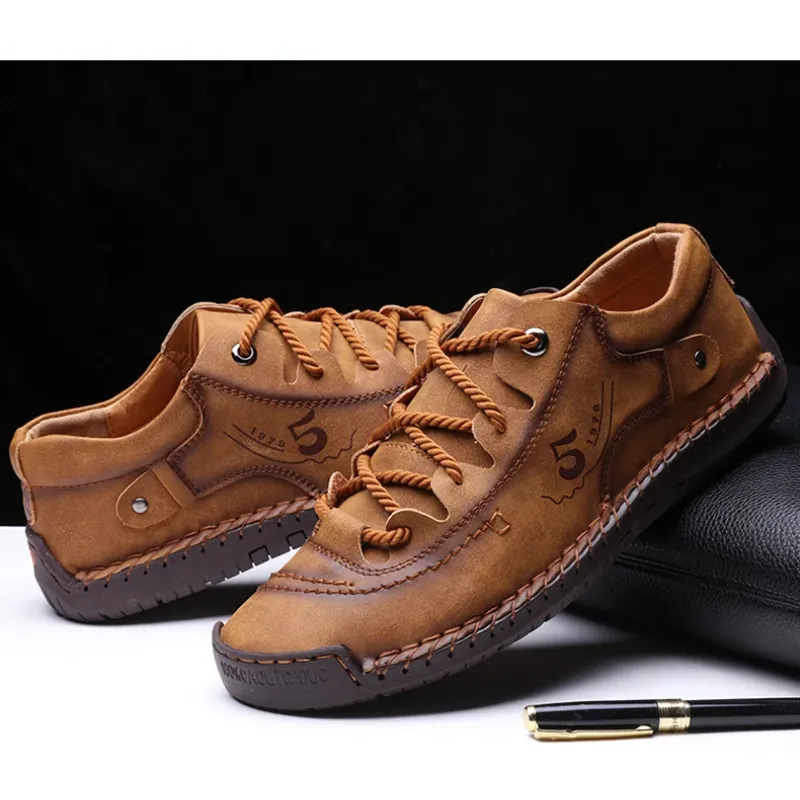 Haakorn -  Heren Schoenen - Comfortabele Leren Casual Sneakers met Flexibele Zool