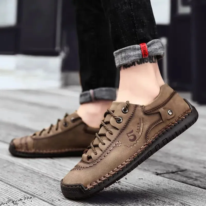 Haakorn -  Heren Schoenen - Comfortabele Leren Casual Sneakers met Flexibele Zool
