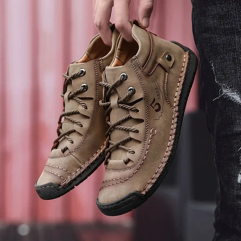 Haakorn -  Heren Schoenen - Comfortabele Leren Casual Sneakers met Flexibele Zool