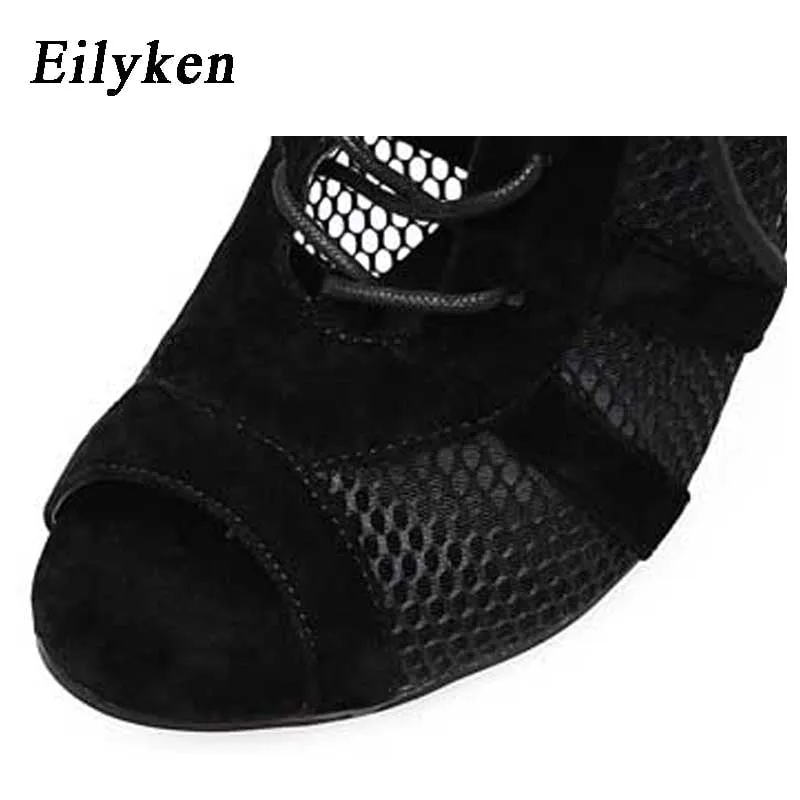 High Heel Black Sandals with Ankle Strap for Fashionable Women