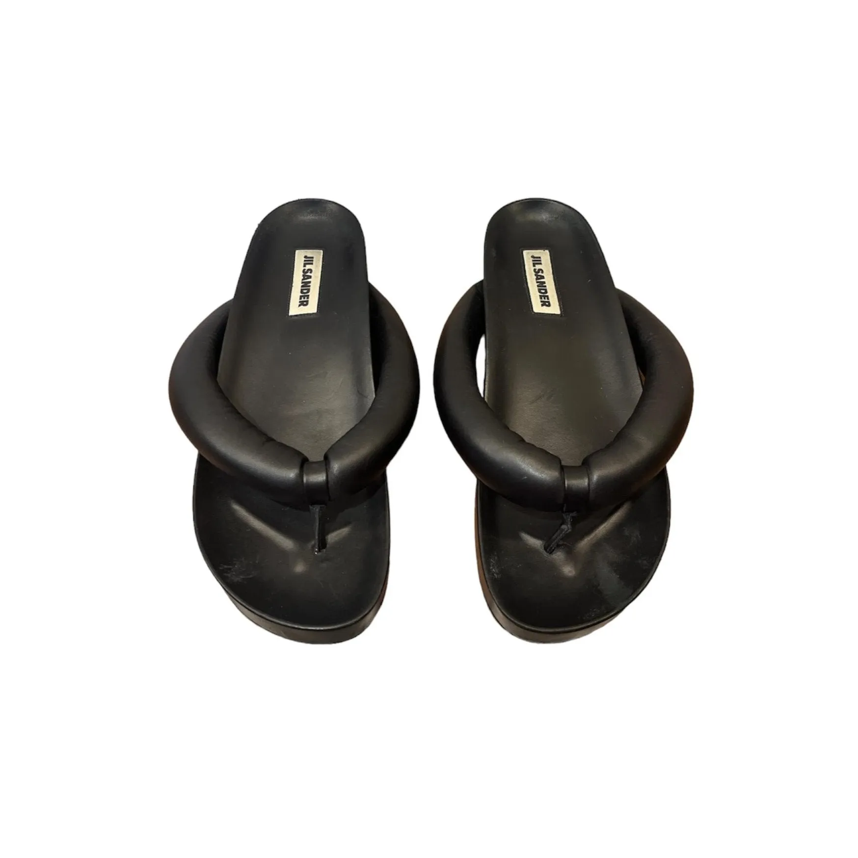 Jil Sander Oversized Leather Flip Flops (Size 41)