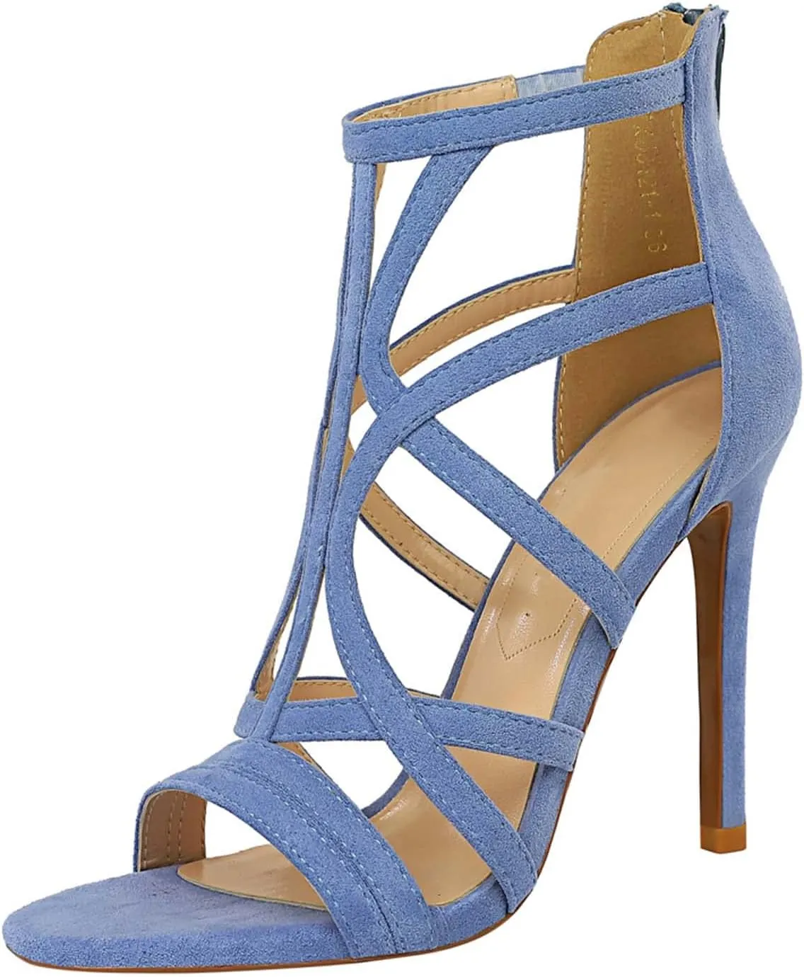 JOEupin Womens Fashion High Heel Sandals Peep Toe Hollow-out Gladiator Stiletto Pumps Dress Shoes with Zip