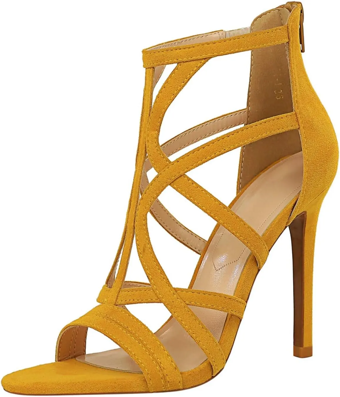 JOEupin Womens Fashion High Heel Sandals Peep Toe Hollow-out Gladiator Stiletto Pumps Dress Shoes with Zip