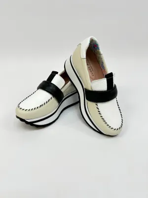 JOSE SAENZ Black & Cream Platform Loafer