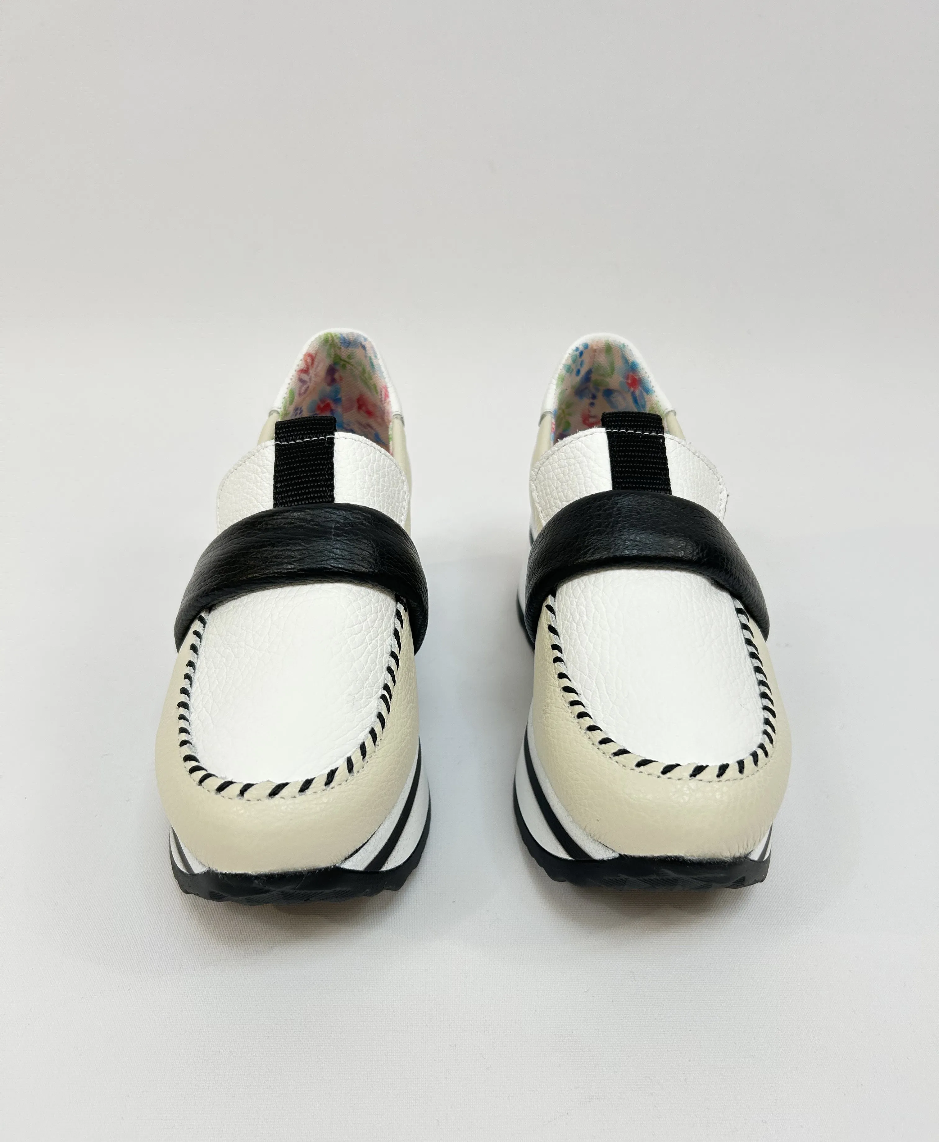 JOSE SAENZ Black & Cream Platform Loafer