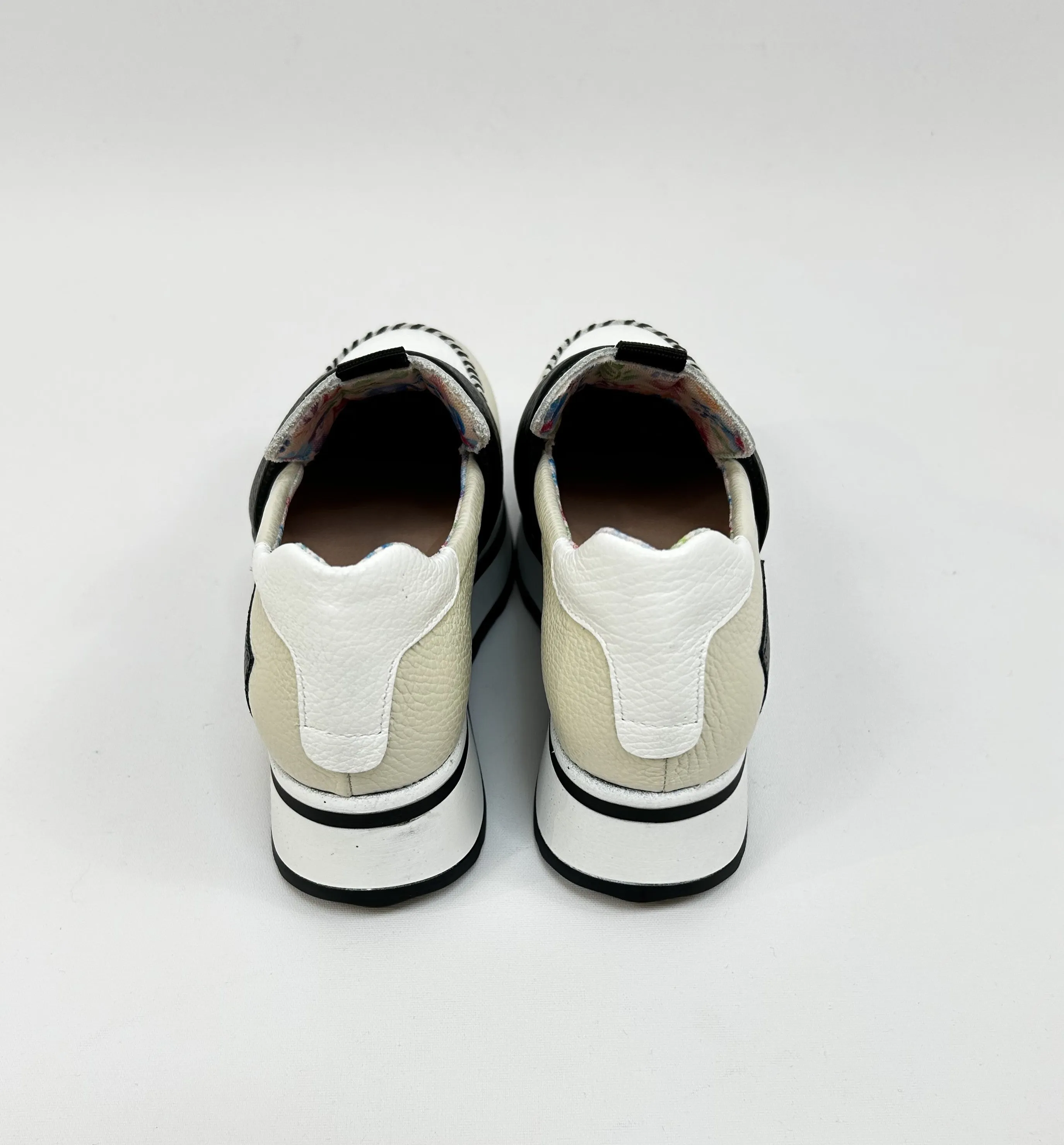 JOSE SAENZ Black & Cream Platform Loafer