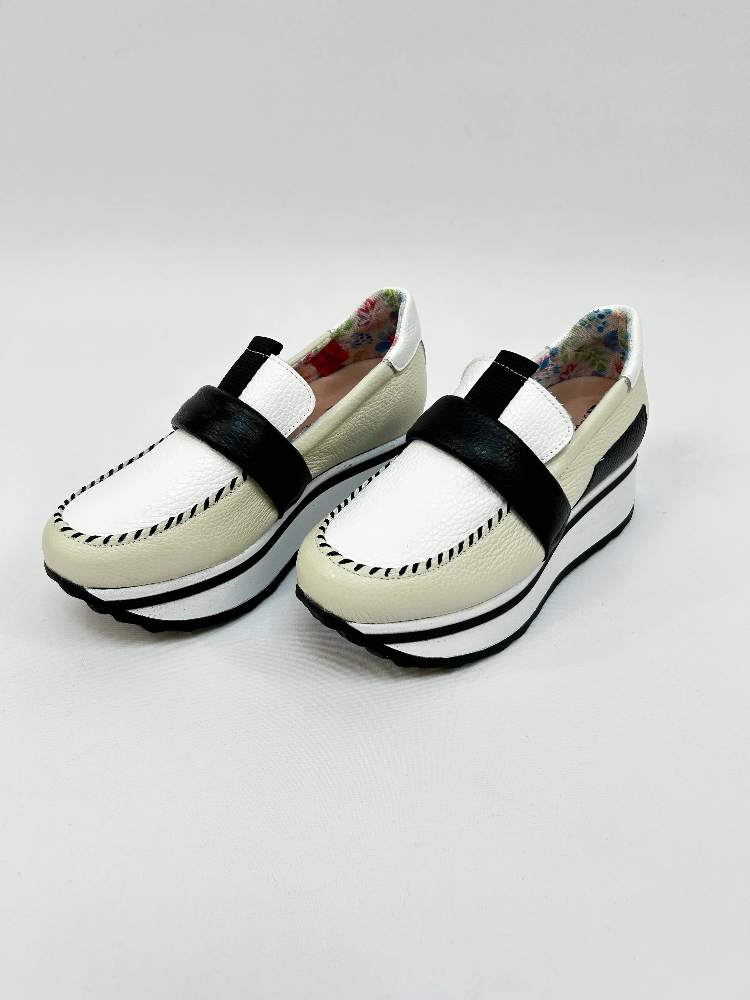 JOSE SAENZ Black & Cream Platform Loafer