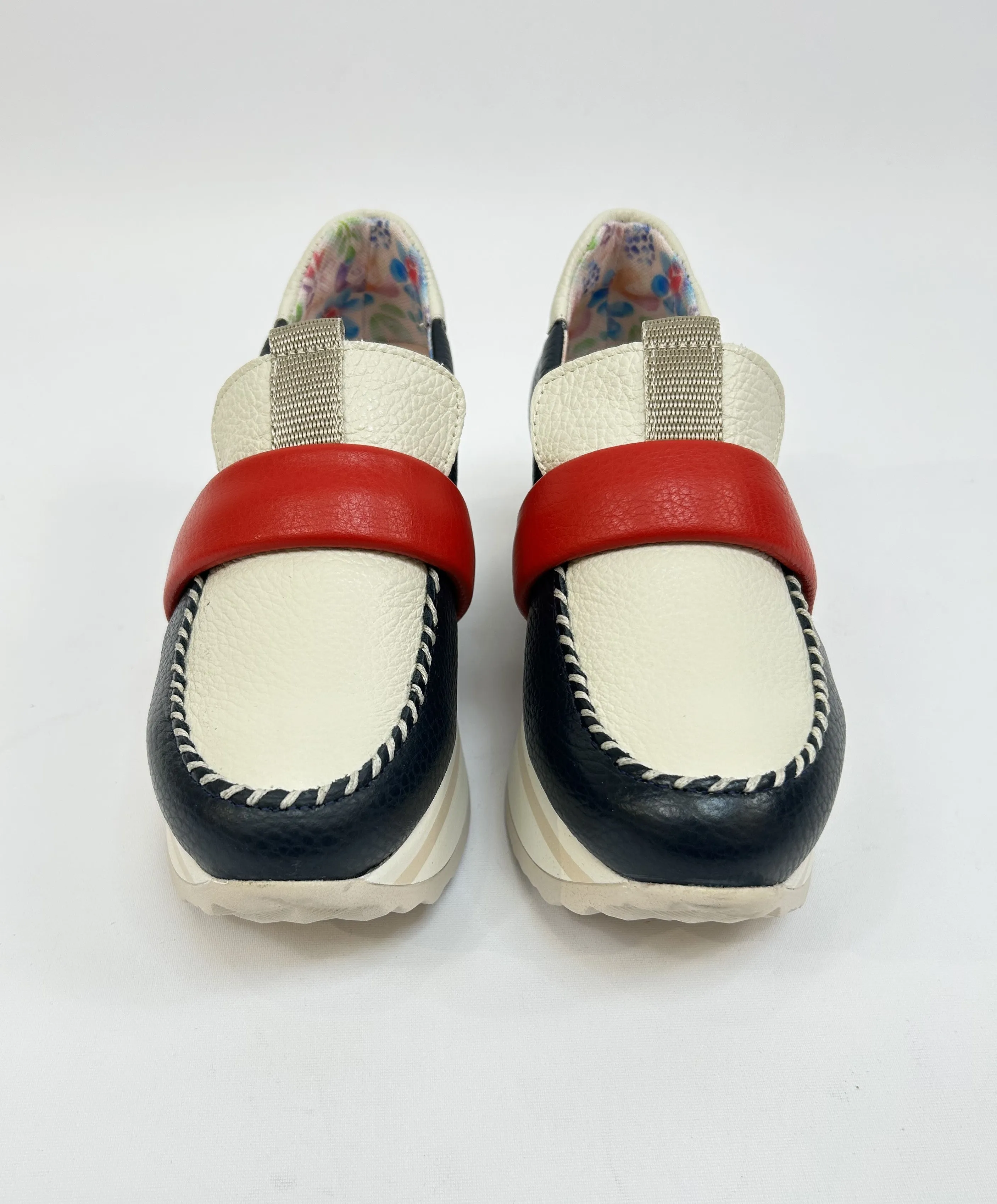 JOSE SAENZ Navy & Red Loafers