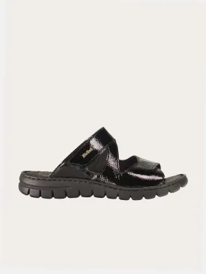 Josef Seibel Women's Slider Patent Black Sandals