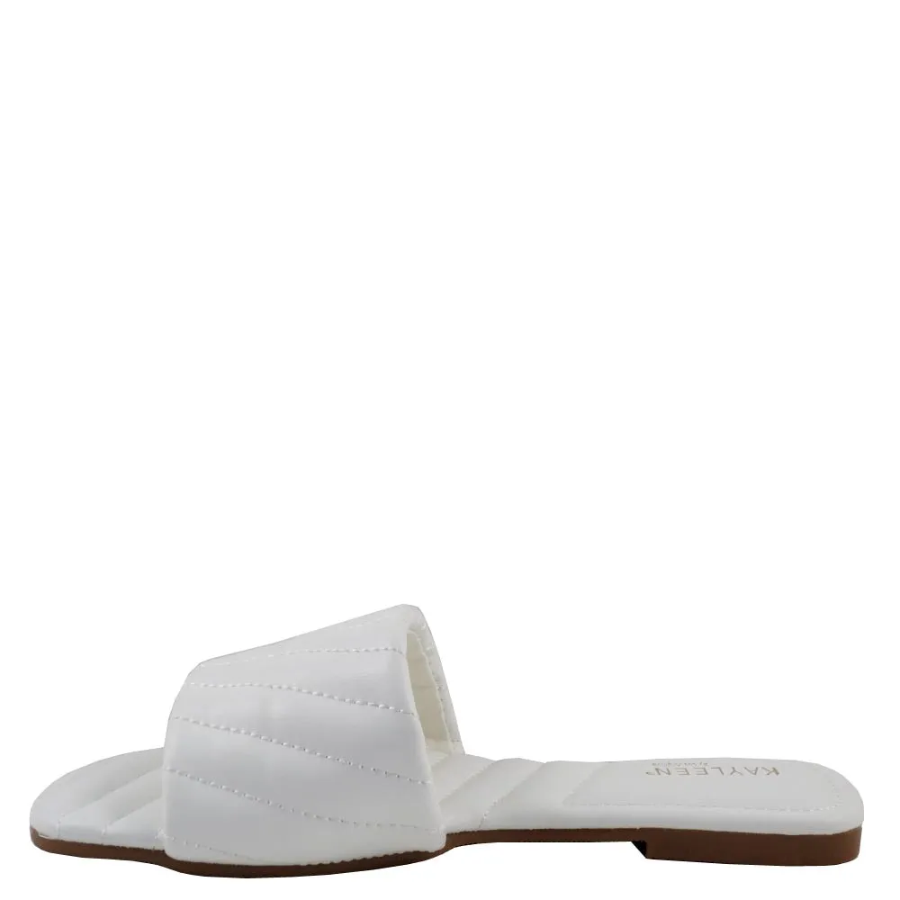 Kayleen Open Toe Laser Cut Detail Upper Slide In Sandals - Veneta