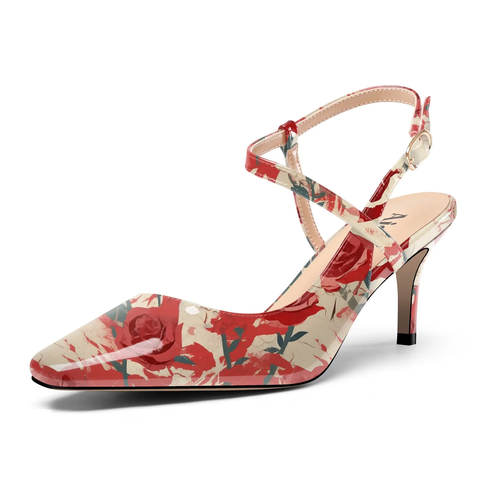 Ladies' Petite Square Toe Slingback Pumps 2.3-Inch Heel, Sleek and Sexy with Patent Leather Finish, Fashionably Versatile