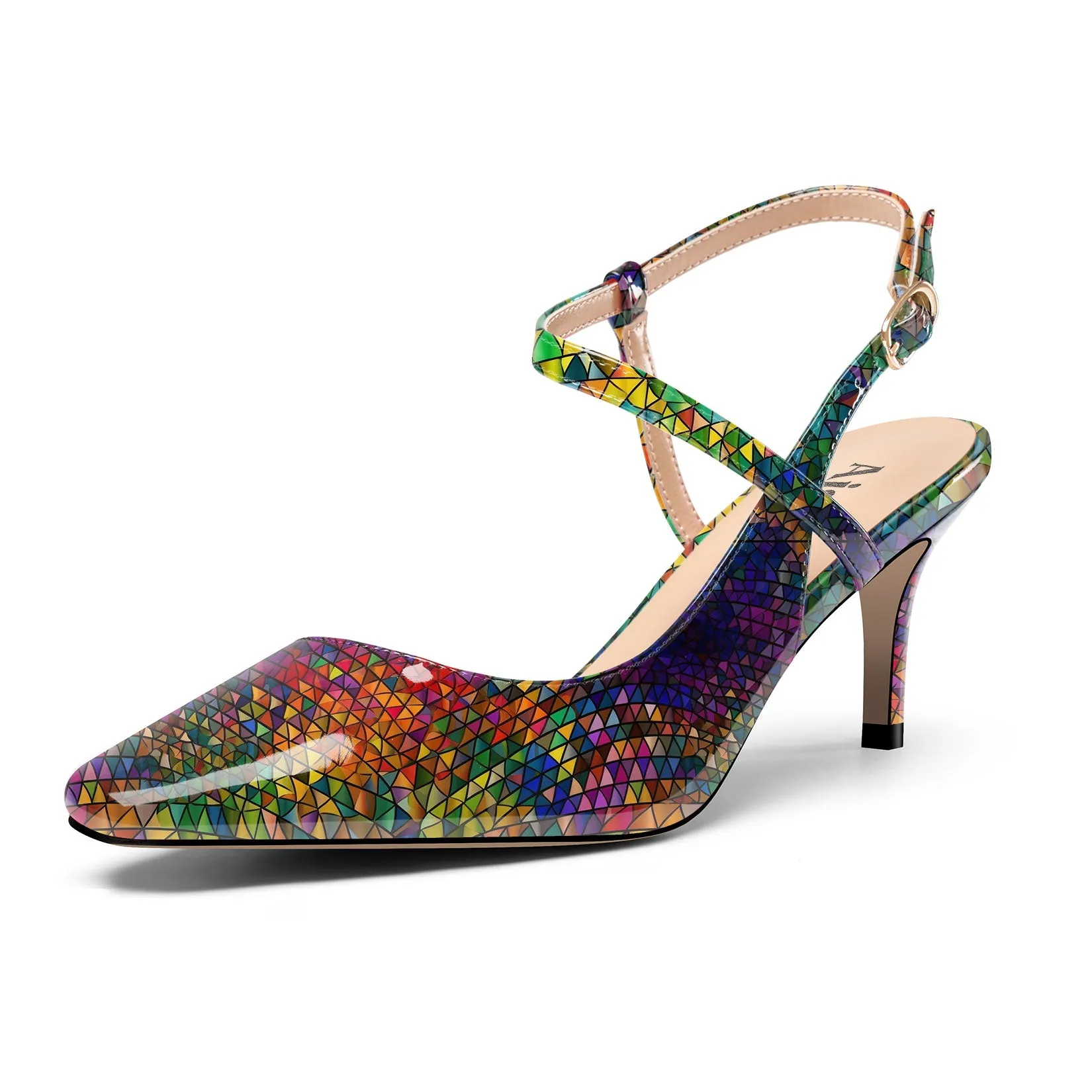 Ladies' Petite Square Toe Slingback Pumps 2.3-Inch Heel, Sleek and Sexy with Patent Leather Finish, Fashionably Versatile