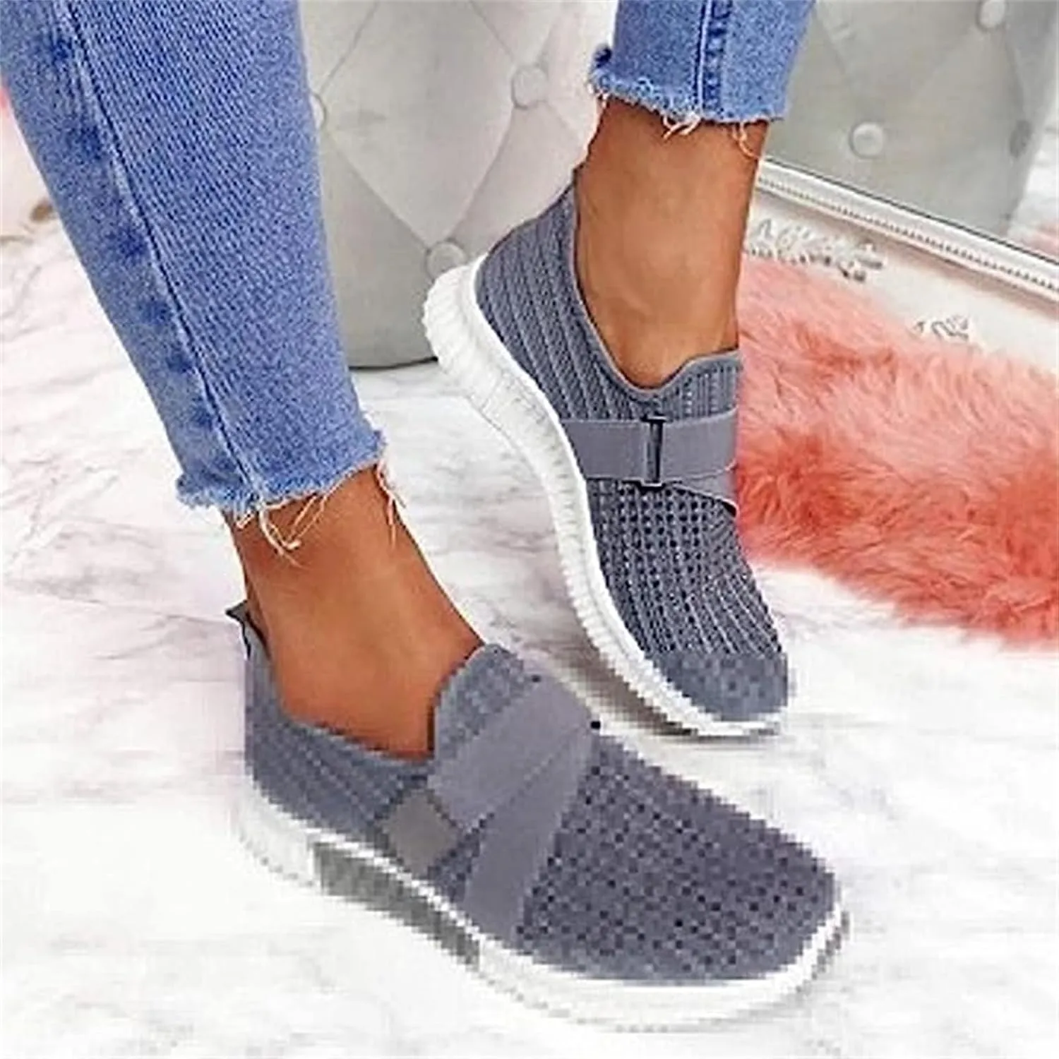 Ladmiple Walking Shoes Women Slip On Lightweight Running Shoes Athletic Tennis Workout Sneakers Casual Fashion Gym Shoes