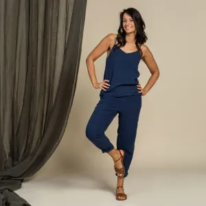 Linen Slip Top & Pants 2-Piece Storm Blue